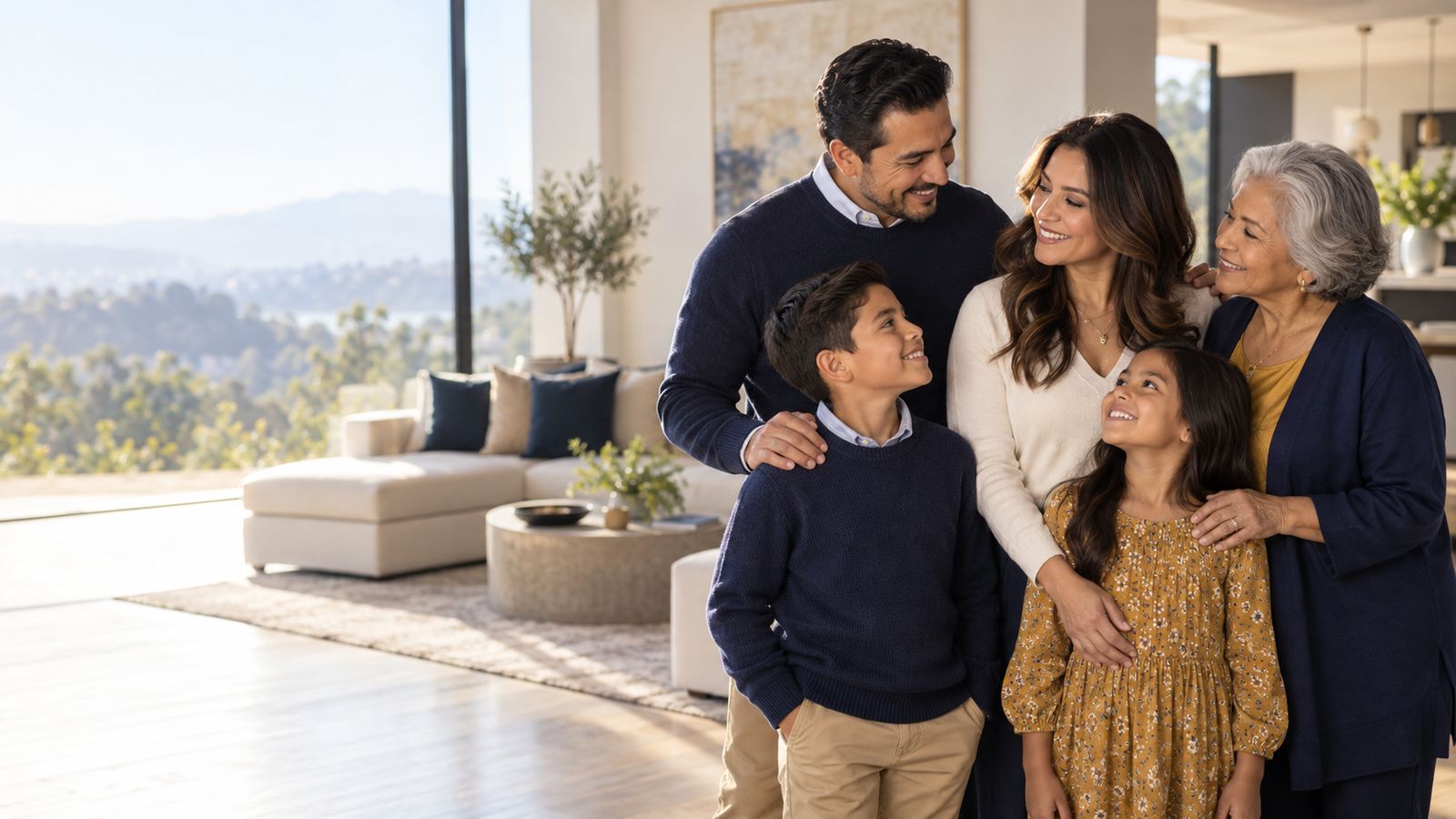 A multigenerational family together at home